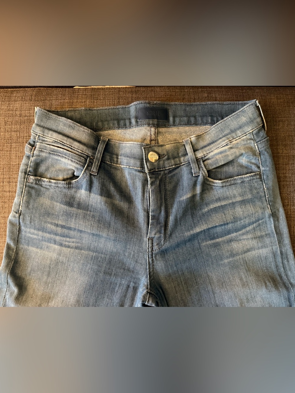 Koral Los Angeles Mid Bootcut Jeans in 8 Months Distressed Shade #54. Sz 28.